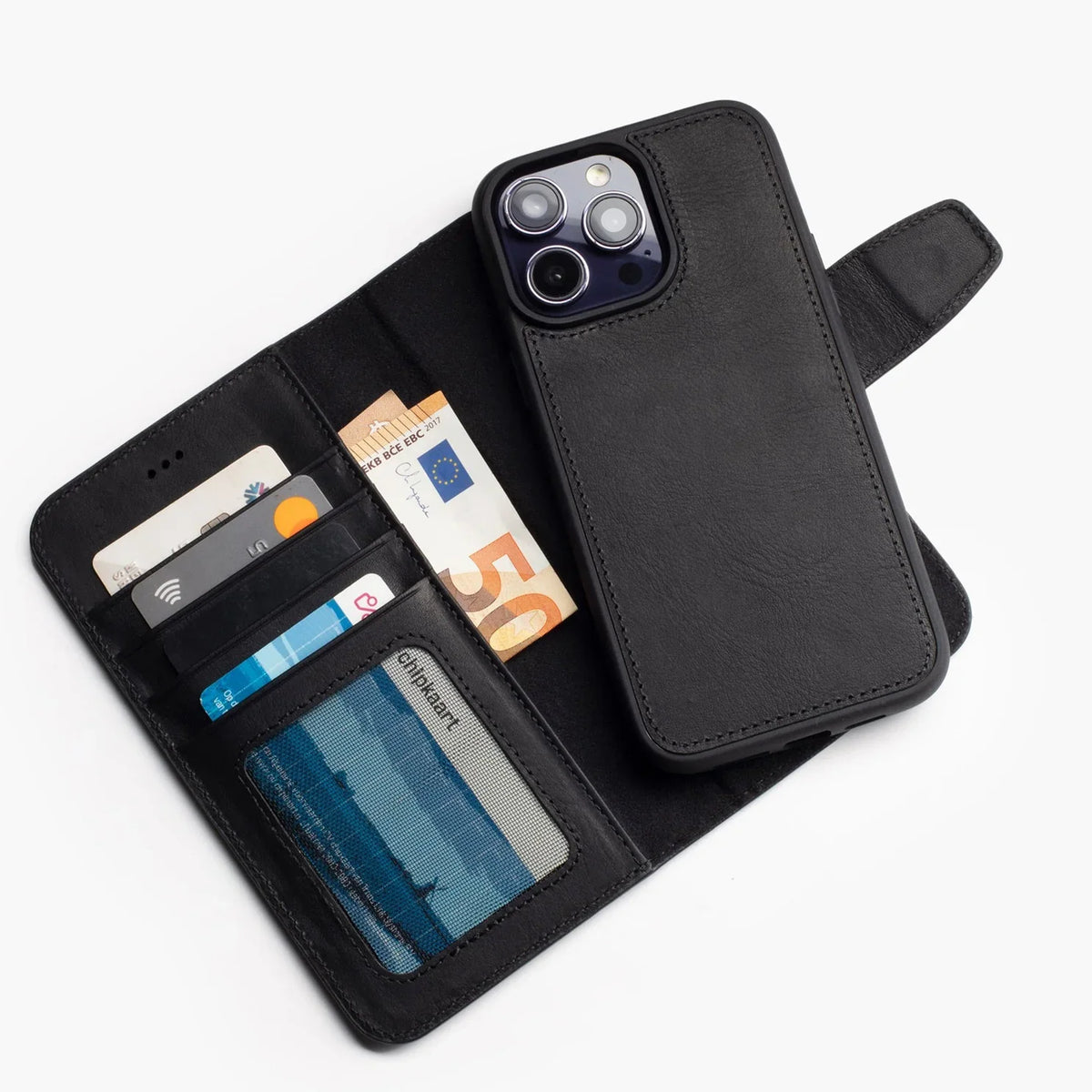 iPhone 12 Mini flipcover i ægte læder med magnet