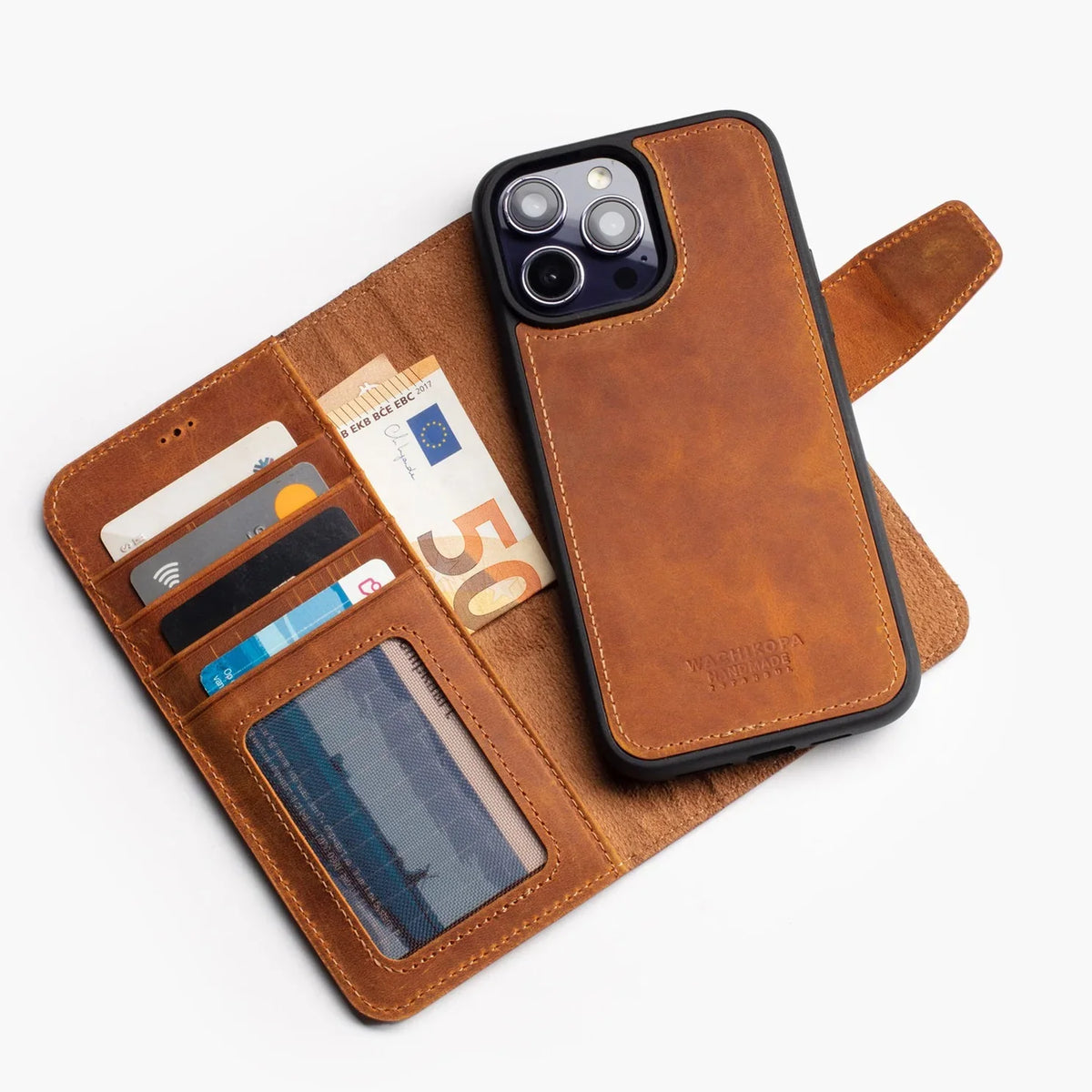 iPhone 12 Pro & iPhone 12 flipcover med magnet i ægte læder