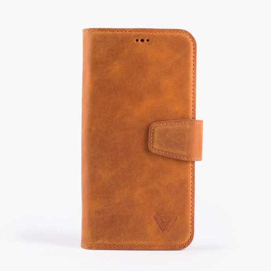 iPhone 12 Pro & iPhone 12 flipcover med magnet i ægte læder