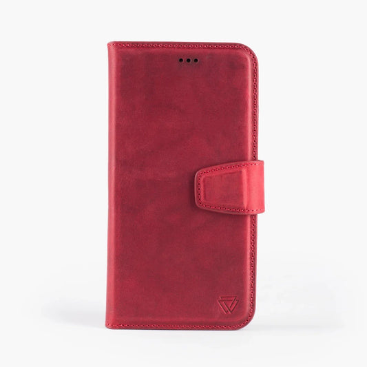 iPhone 12 Pro & iPhone 12 flipcover med magnet i ægte læder